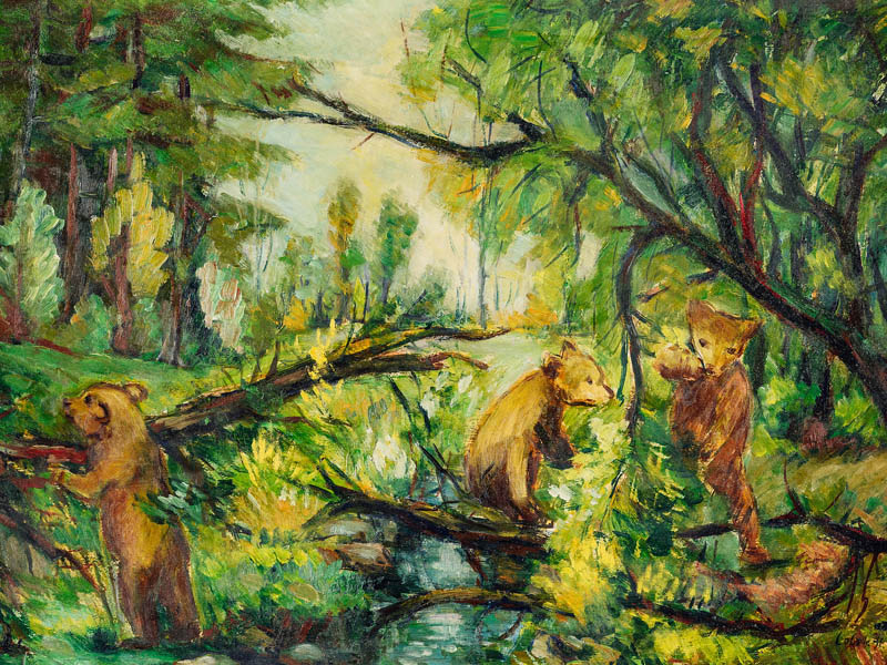 Medvedia rodinka v lese